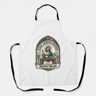 Jesus Sewing Repair Mended Heart Jesus Sewing Repa Apron