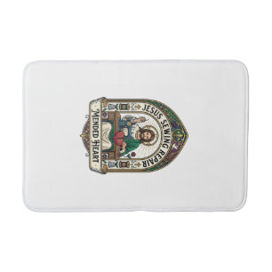 Jesus Sewing Repair Mended Heart Jesus Sewing Repa Bath Mat
