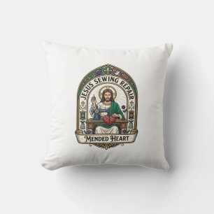 Jesus Sewing Repair Mended Heart Jesus Sewing Repa Cushion