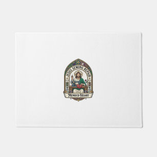 Jesus Sewing Repair Mended Heart Jesus Sewing Repa Doormat