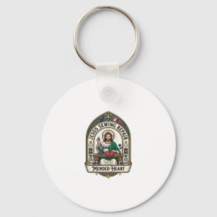 Jesus Sewing Repair Mended Heart Jesus Sewing Repa Key Ring
