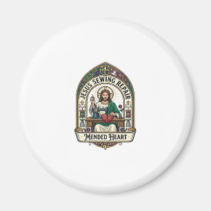 Jesus Sewing Repair Mended Heart Jesus Sewing Repa Magnet