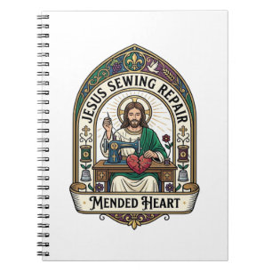 Jesus Sewing Repair Mended Heart Jesus Sewing Repa Notebook
