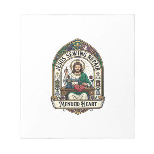 Jesus Sewing Repair Mended Heart Jesus Sewing Repa Notepad
