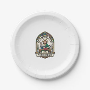 Jesus Sewing Repair Mended Heart Jesus Sewing Repa Paper Plate