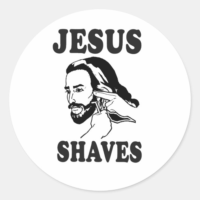 JESUS SHAVES CLASSIC ROUND STICKER (Front)