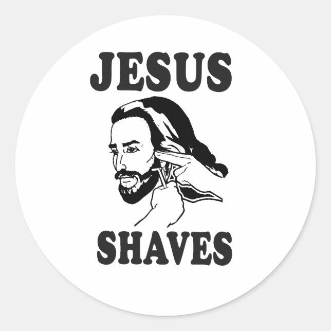 JESUS SHAVES CLASSIC ROUND STICKER (Front)