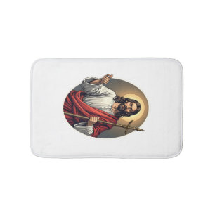Jesus Shepherd Crest Vintage Engraving Shirt Bath Mat