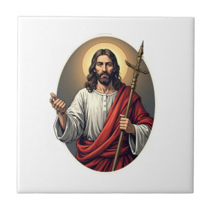 Jesus Shepherd Crest Vintage Engraving Shirt Tile