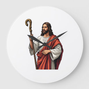 Jesus Shepherd Staff Vintage Engraving Tee 2 Large Clock