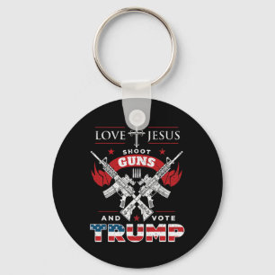 Jesus. Shoot Guns. And Vote Trump 2020 Flag Key Ring