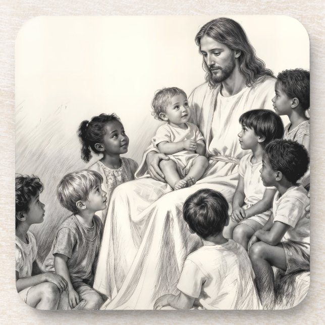 Jesus Sitting with Children Coaster (Front)