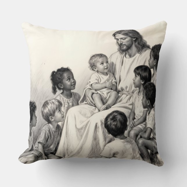 Jesus Sitting with Children Cushion (Front)