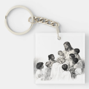 Jesus Sitting with Children Key Ring