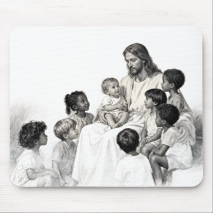Jesus Sitting with Children Mouse Mat