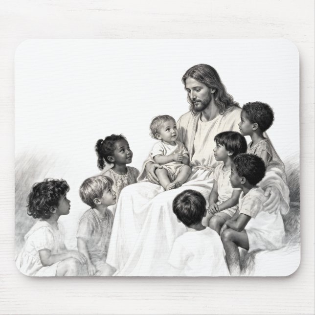 Jesus Sitting with Children Mouse Mat (Front)