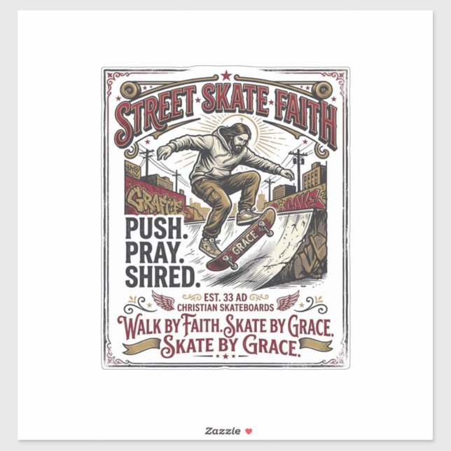 Jesus Skate Longboard Shirt Christian (Sheet)
