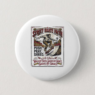 Jesus Skate Longboard Shirt Christian 6 Cm Round Badge