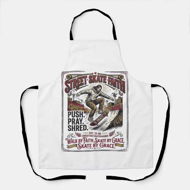 Jesus Skate Longboard Shirt Christian Apron (Front)