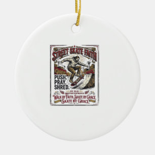 Jesus Skate Longboard Shirt Christian Ceramic Tree Decoration