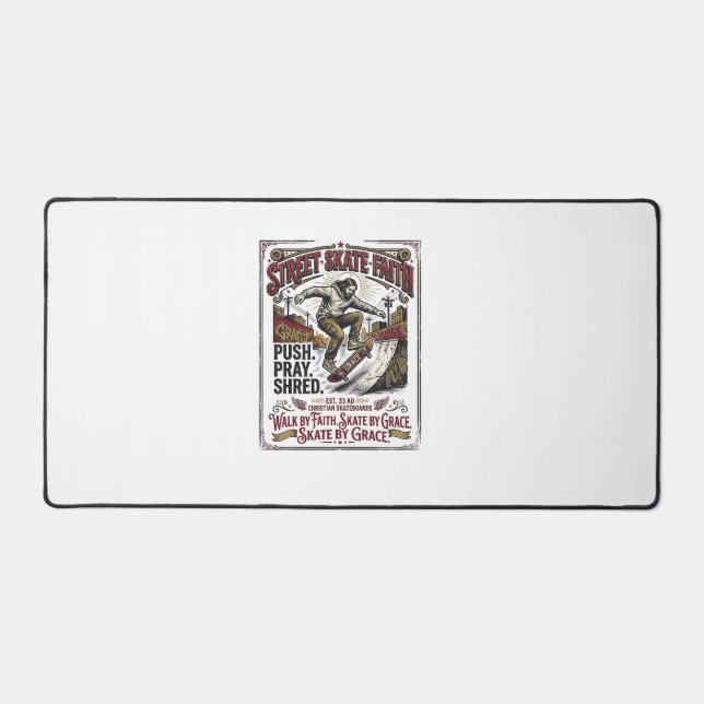 Jesus Skate Longboard Shirt Christian Desk Mat (Front)