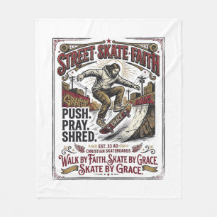 Jesus Skate Longboard Shirt Christian Fleece Blanket