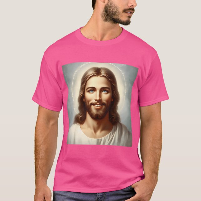 Jesus Smiling  Jesus Christ  Jesus Face Lord Chris T-Shirt (Front)