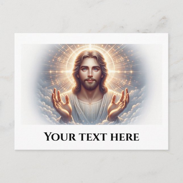 Jesus Smiling with Welcoming Hands  Postcard (Front)