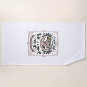 Jesus Snowy Chapel Jesus Snowy Chapel Christian Fa Beach Towel