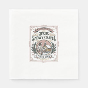 Jesus Snowy Chapel Jesus Snowy Chapel Christian Fa Napkin