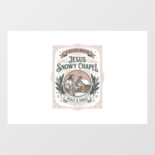Jesus Snowy Chapel Jesus Snowy Chapel Christian Fa Window Cling