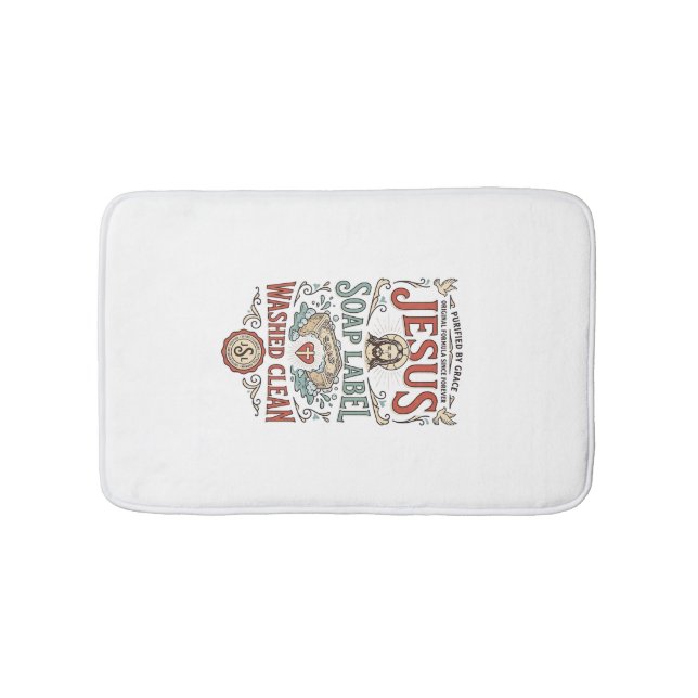 Jesus Soap Label Washed Clean Jesus Soap Washed Cl Bath Mat (Front)