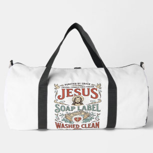 Jesus Soap Label Washed Clean Jesus Soap Washed Cl Duffle Bag