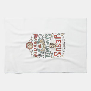 Jesus Soap Label Washed Clean Jesus Soap Washed Cl Tea Towel