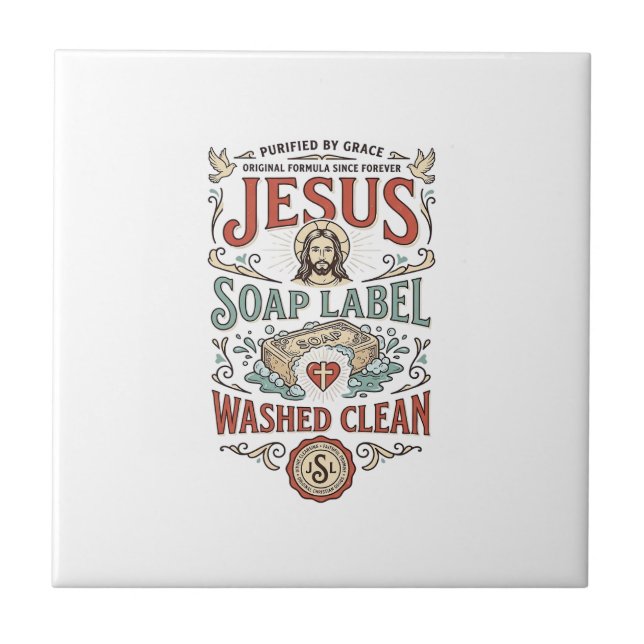 Jesus Soap Label Washed Clean Jesus Soap Washed Cl Tile (Front)
