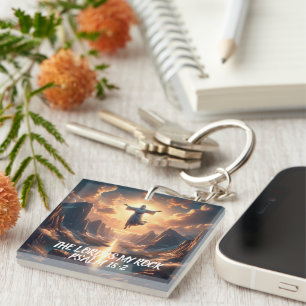 Jesus Soaring THE LORD IS MY ROCK Key Ring