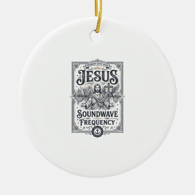 Jesus Soundwave Frequency Jesus Soundwave Frequenc Ceramic Tree Decoration (Front)
