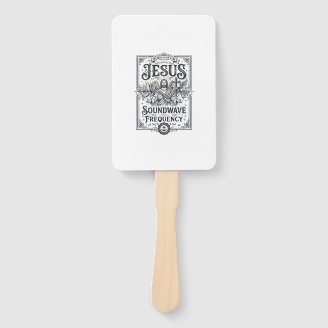 Jesus Soundwave Frequency Jesus Soundwave Frequenc Hand Fan (Front)
