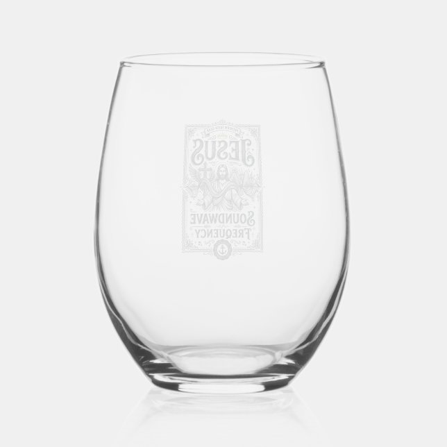 Jesus Soundwave Frequency Jesus Soundwave Frequenc Stemless Wine Glass (Front)