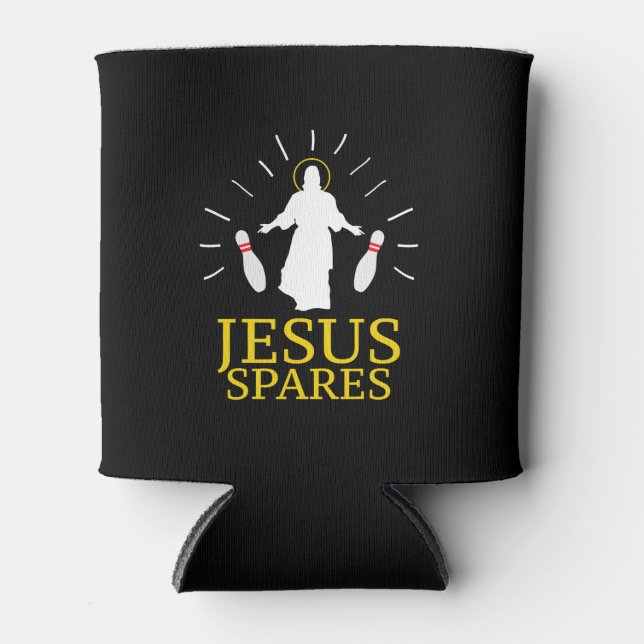 Jesus Spares Funny Christian Bowling Can Cooler (Front)