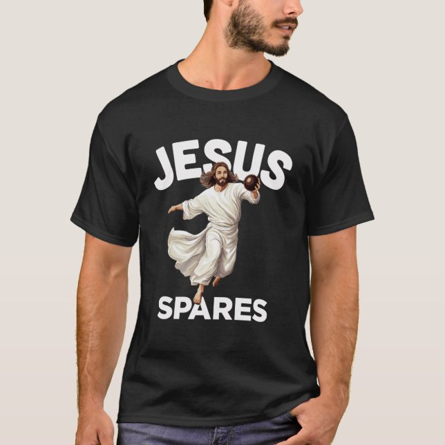 Jesus Spares Funny Christian Christ Gutter Bowling T-Shirt (Front)