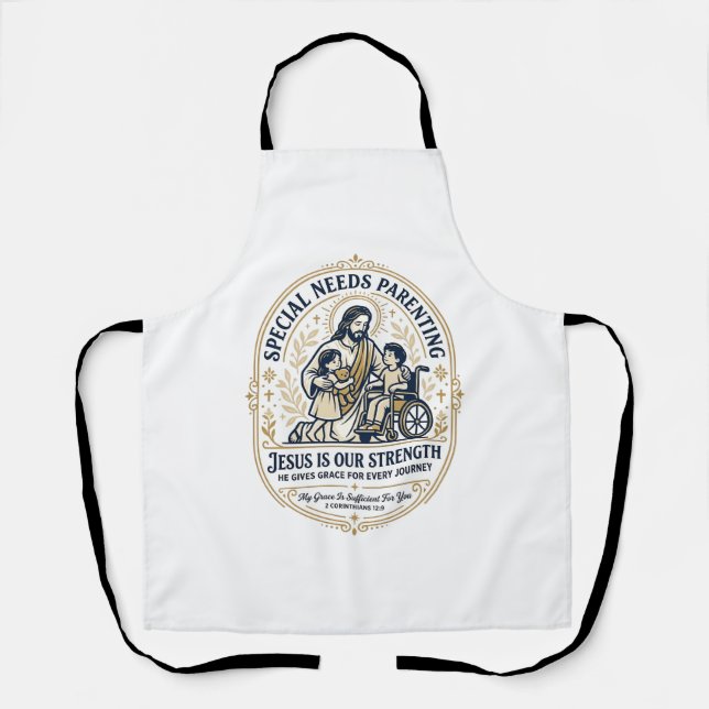 Jesus Special Needs Parenting Shirt Faith Based De Apron (Front)