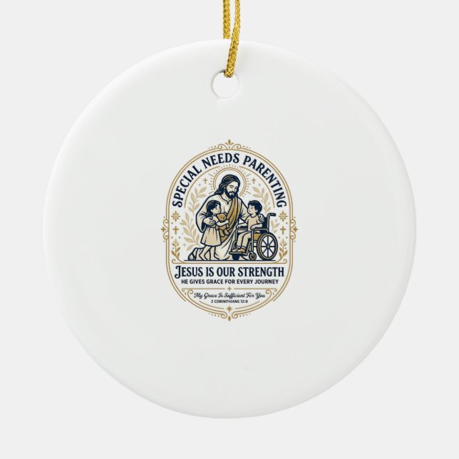 Jesus Special Needs Parenting Shirt Faith Based De Ceramic Tree Decoration (Front)