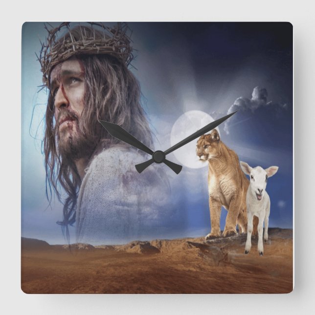 Jesus Square Wall Clock (Front)