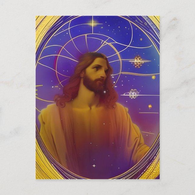 Jesus Stained Glass AI Generated Art Postcard (Front)