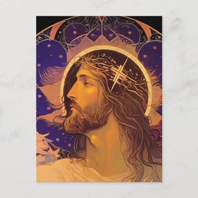 Jesus Stained Glass AI Generated Art Postcard (Front)