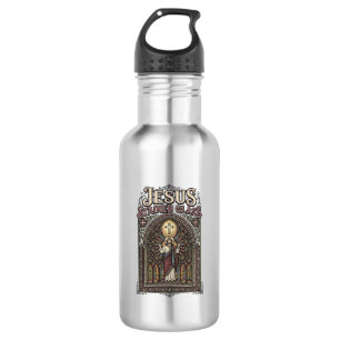 Jesus Stained Glass Jesus Stained Glass Cathedral 532 Ml Water Bottle