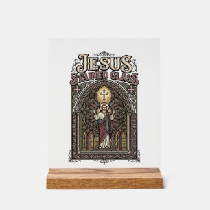 Jesus Stained Glass Jesus Stained Glass Cathedral Acrylic Sign