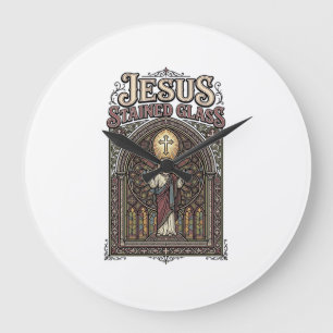 Jesus Stained Glass Jesus Stained Glass Cathedral Large Clock