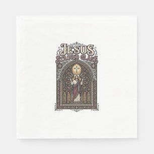 Jesus Stained Glass Jesus Stained Glass Cathedral Napkin